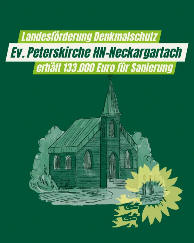Land fördert Außensanierung der Evangelischen Peterskirche in Neckargartach