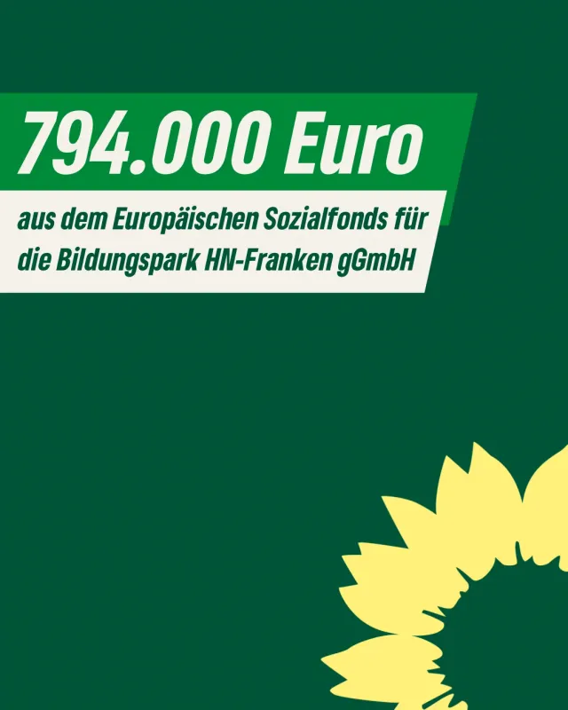 794.000 Euro aus dem Europäischen Sozialfonds für die Bildungspark HN-Franken gGmbH