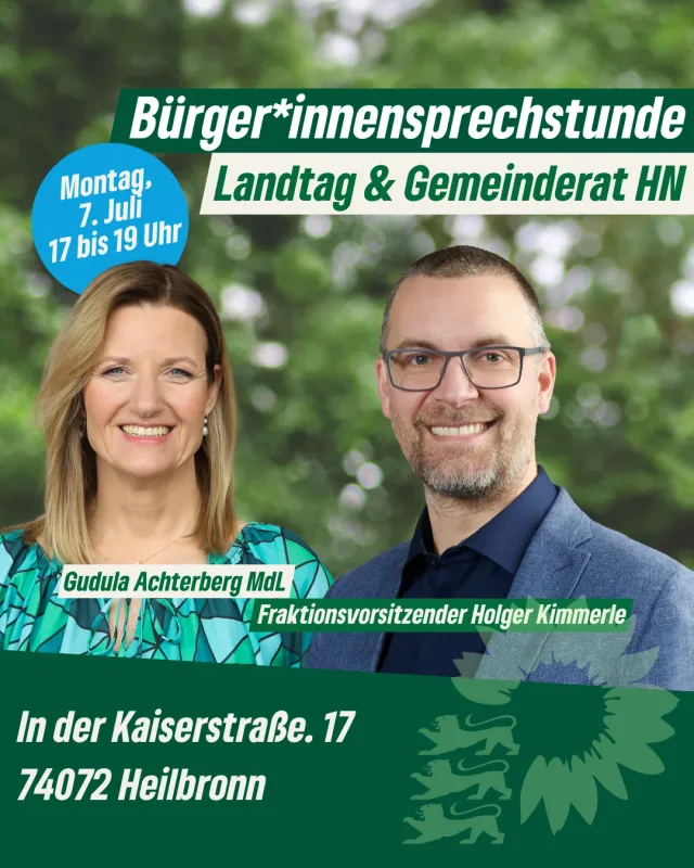 Im Gespräch mit Grünen – Gudula Achterberg und Holger Kimmerle laden ein