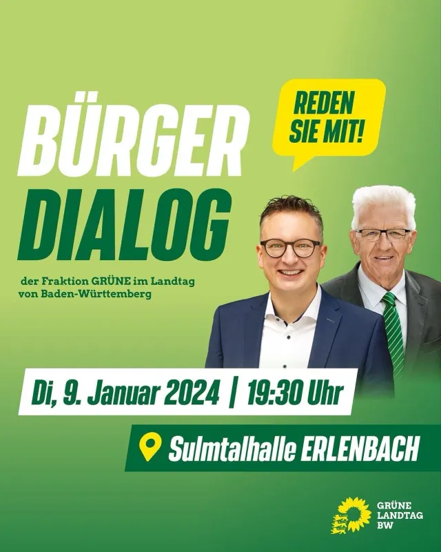 HERZLICHE EINLADUNG: GRÜNE FRAKTION VERANSTALTET BÜRGERDIALOG IN ERLENBACH